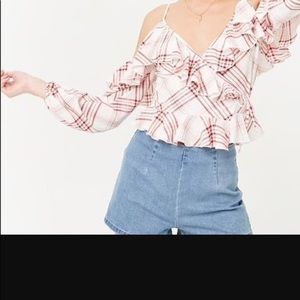Forever 21  Red/white stripe wrap top (only)